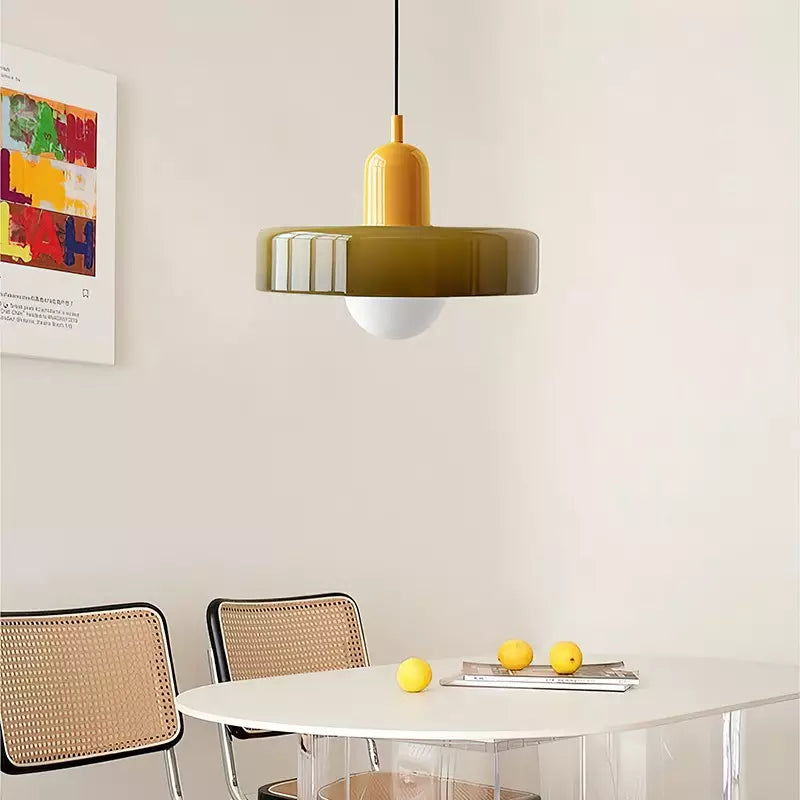 Bauhaus Pendelleuchte – Farbiges Glas Design | Moderne Deckenlampe