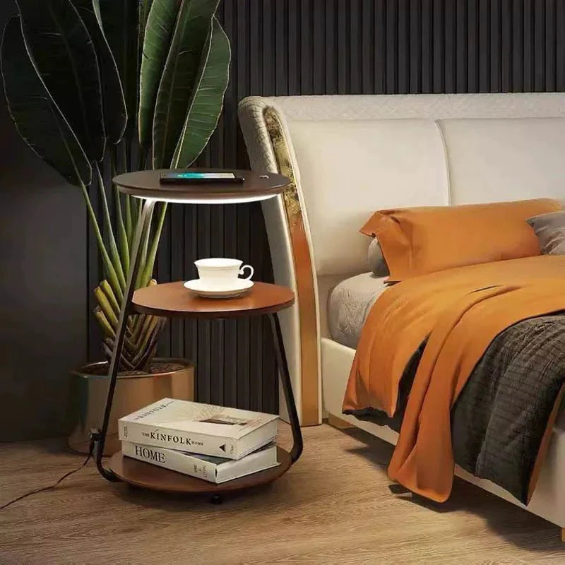 Beistelltisch aus Holz oder Metall mit Doppellagigen Tischplatten – Robuster Stahl für Wohn- und Schlafzimmer 5