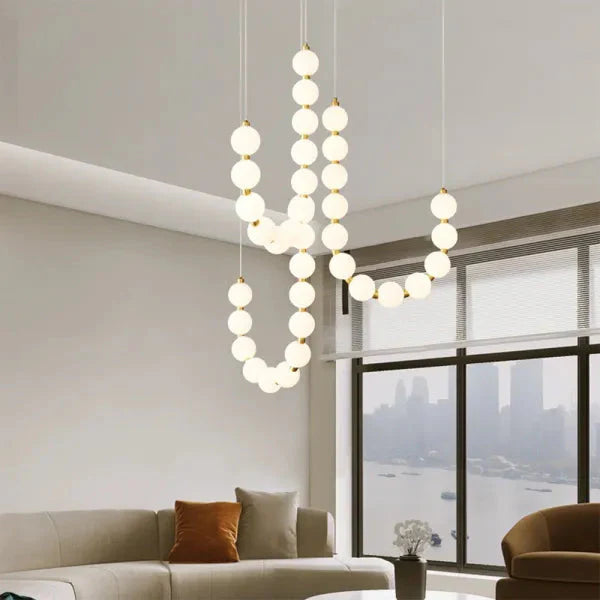 Eleganter Moderner Kronleuchter in Weiß mit Schmuckdesign für Essbereiche und Wohnräume – Verstellbare Hängelänge, inklusive Glühbirne 4