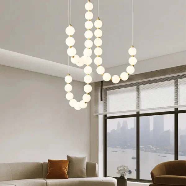 Eleganter Moderner Kronleuchter in Weiß mit Schmuckdesign für Essbereiche und Wohnräume – Verstellbare Hängelänge, inklusive Glühbirne 6