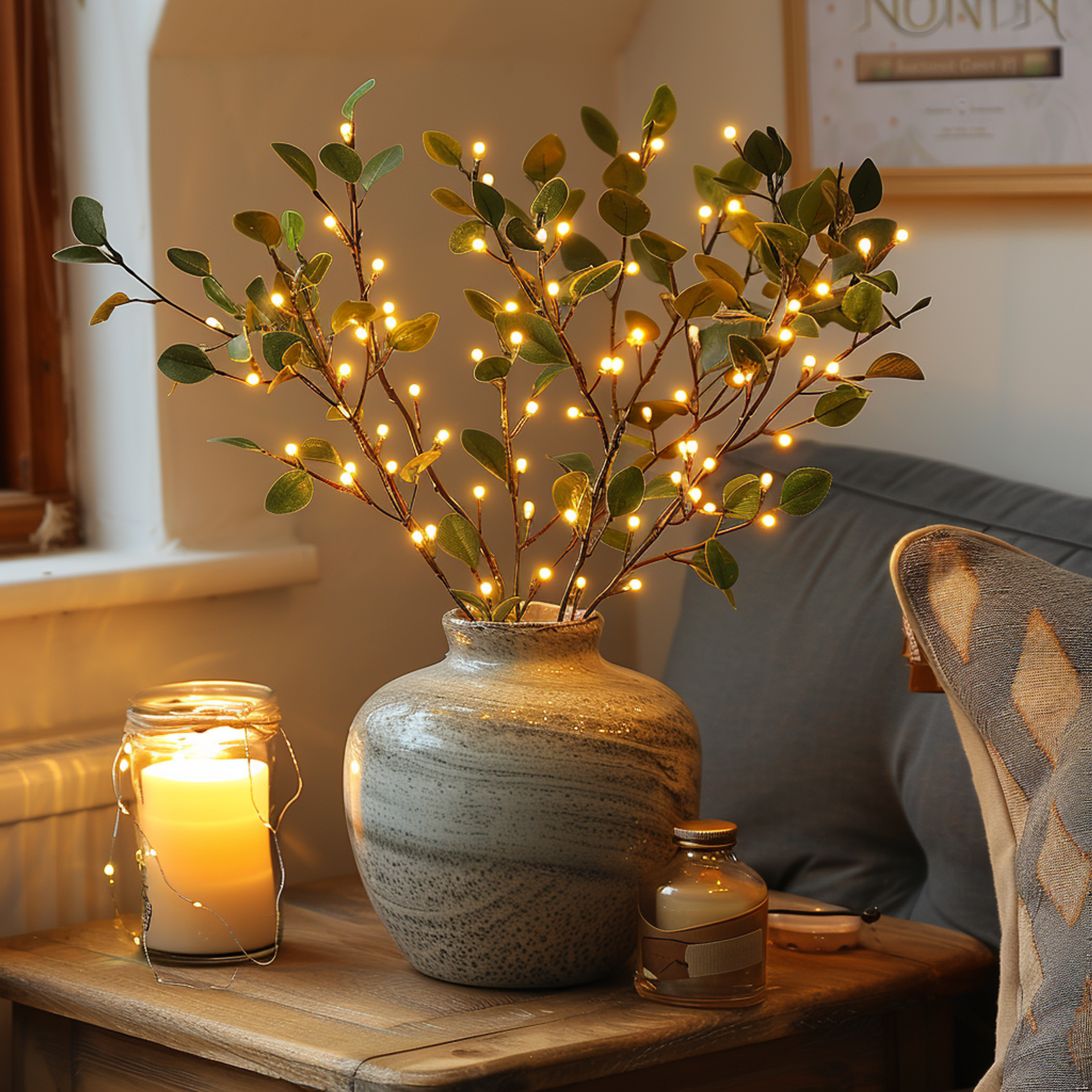 Feenlicht-Olivenzweig Mit 120 LEDs - Dekorative Warmweiße Beleuchtung Für Zuhause 4