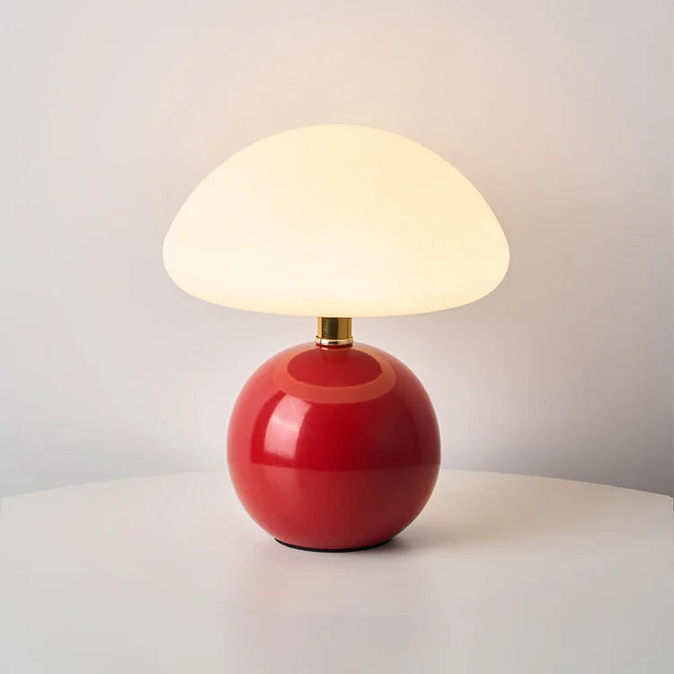 Französische Creme Tischlampe mit LED-Beleuchtung – Pilz-Design aus Keramik, 20 cm Durchmesser, 3 einstellbare Farben 11