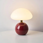 Französische Creme Tischlampe mit LED-Beleuchtung – Pilz-Design aus Keramik, 20 cm Durchmesser, 3 einstellbare Farben 12
