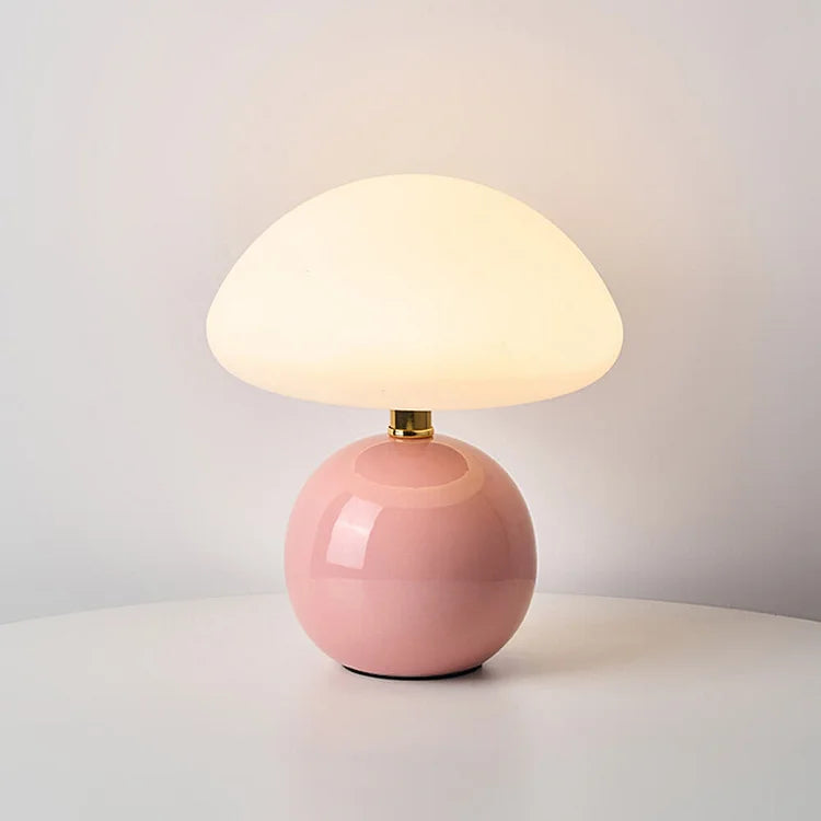 Französische Creme Tischlampe mit LED-Beleuchtung – Pilz-Design aus Keramik, 20 cm Durchmesser, 3 einstellbare Farben 9