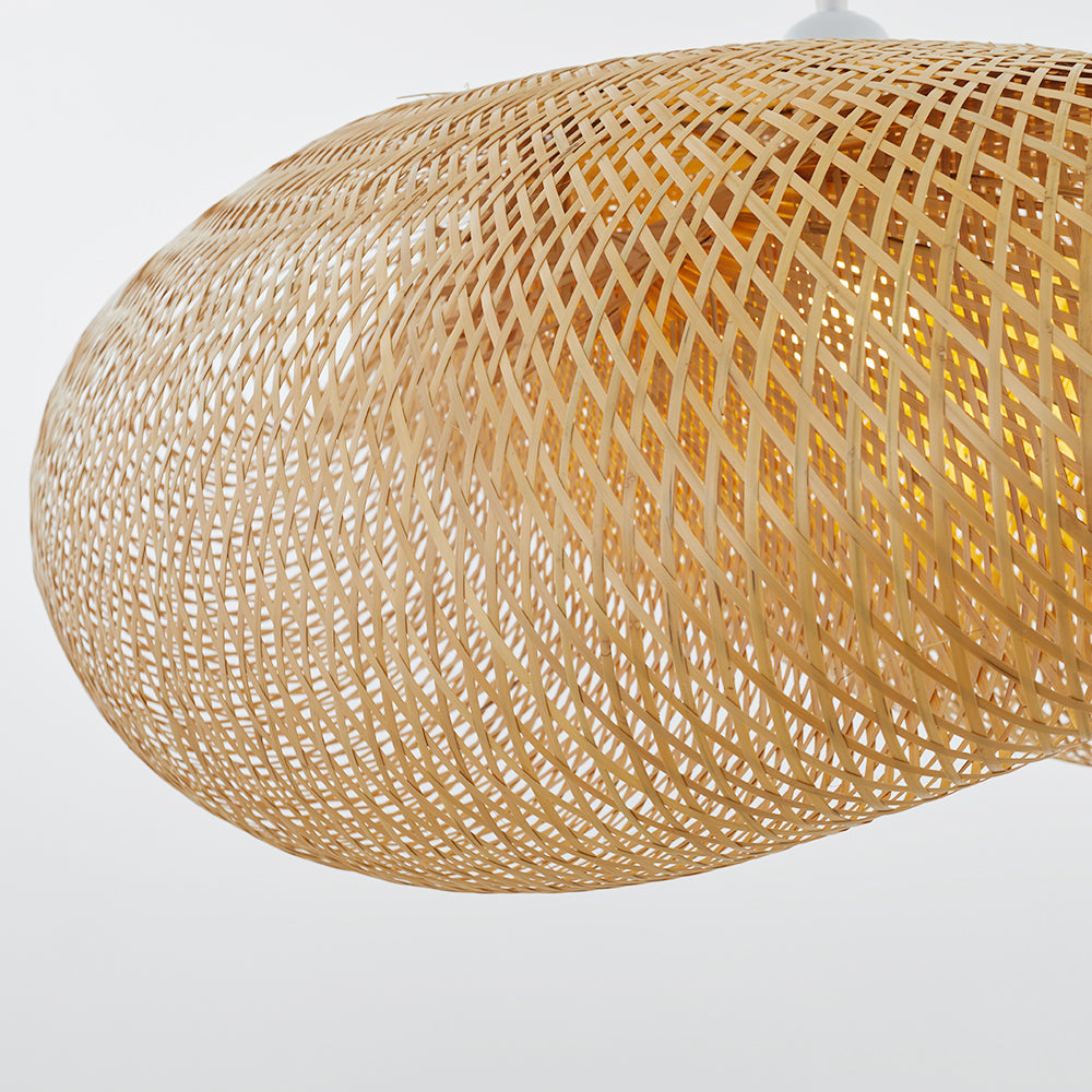 Handgefertigte Bambus Pendelleuchte mit Weidenrattan-Wellenschirm – Elegante Hängelampe für Esszimmer und Wohnräume 5