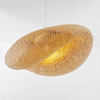 Handgefertigte Bambus Pendelleuchte mit Weidenrattan-Wellenschirm – Elegante Hängelampe für Esszimmer und Wohnräume 7