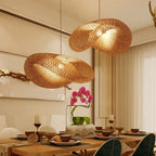 Handgefertigte Bambus Pendelleuchte mit Weidenrattan-Wellenschirm – Elegante Hängelampe für Esszimmer und Wohnräume 8