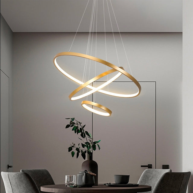 Moderne LED Deckenleuchte mit Dimmfunktion und 3 Lichtmodi für Wohnzimmer – Stilvolle Ringlampe aus Aluminium 3