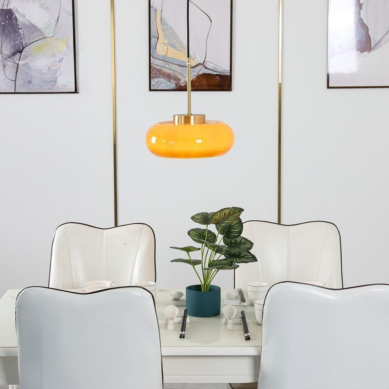 Moderne Pendelleuchte aus Glas, Dimmbar für Esstisch und Wohnzimmer – Stilvolle Hängeleuchte in Brotform mit LED-Birne 1