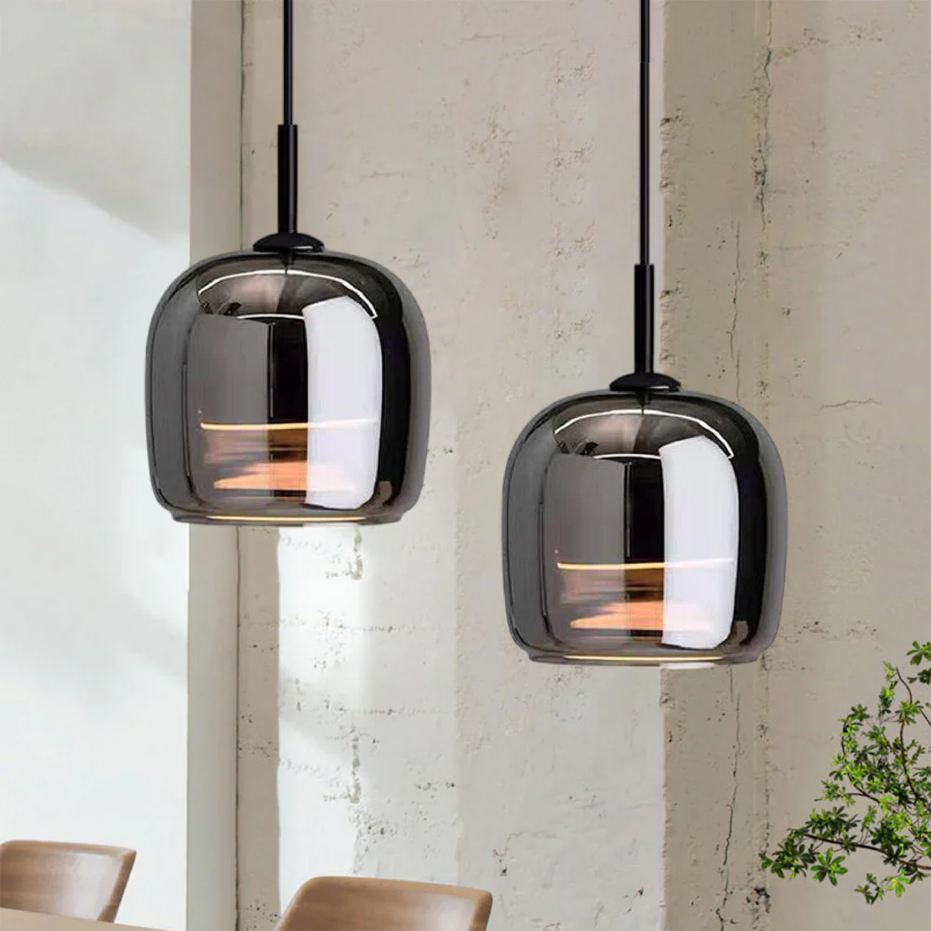 Moderne Pendelleuchte aus Schwarzglas – Elegante Hängelampe für Esstisch und stilvolle Einrichtungen, LED-Technologie 3