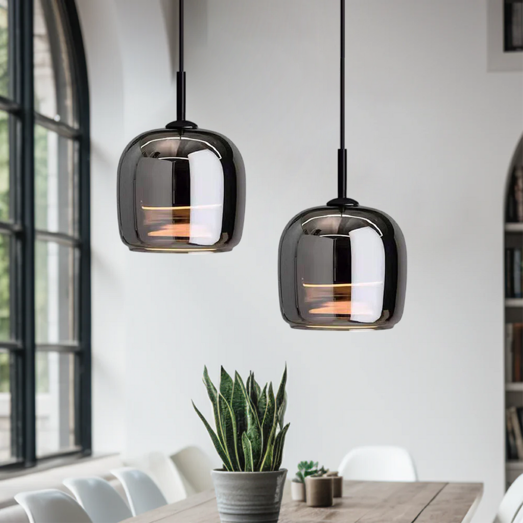 Moderne Pendelleuchte aus Schwarzglas – Elegante Hängelampe für Esstisch und stilvolle Einrichtungen, LED-Technologie 4