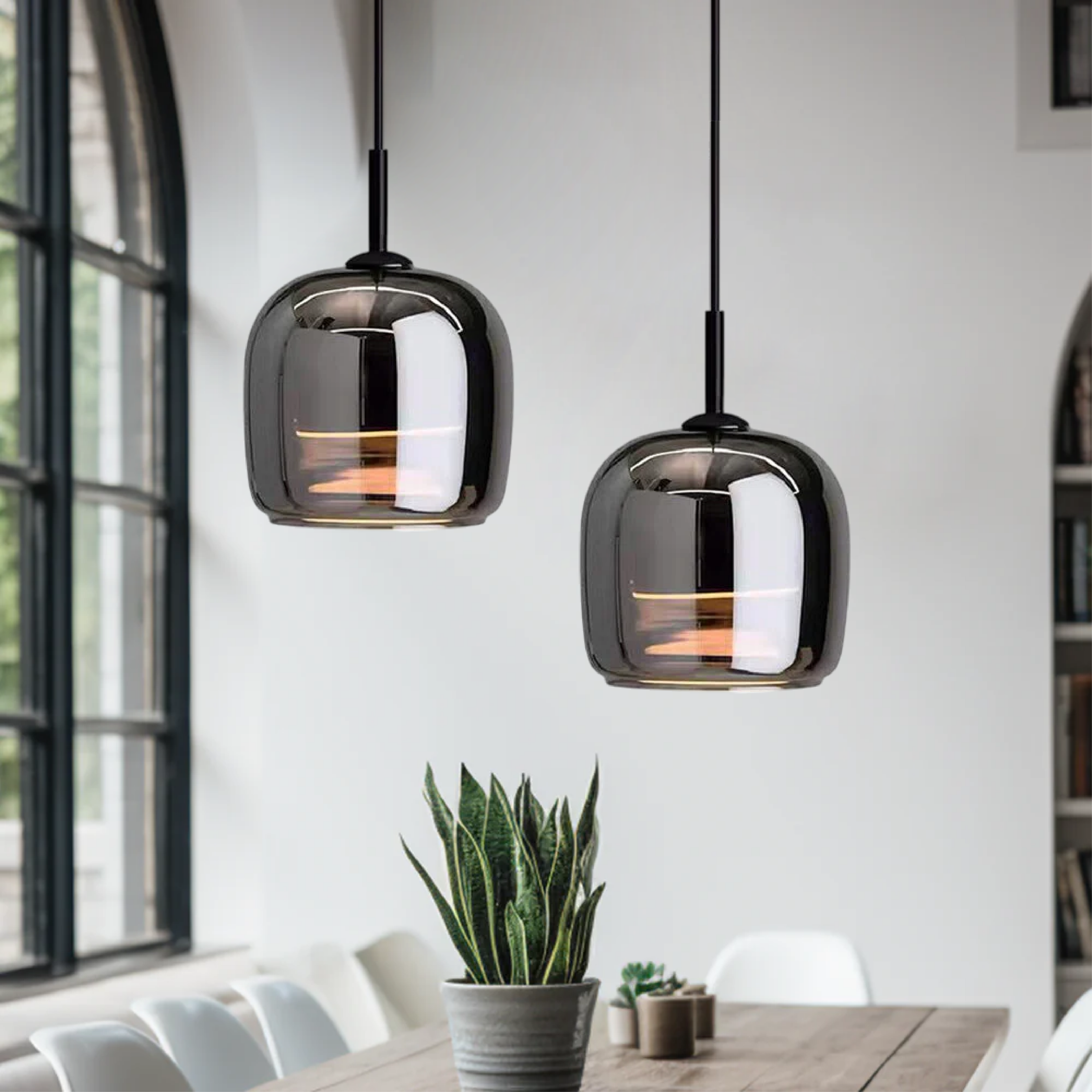 Moderne Pendelleuchte aus Schwarzglas – Elegante Hängelampe für Esstisch und stilvolle Einrichtungen, LED-Technologie 4