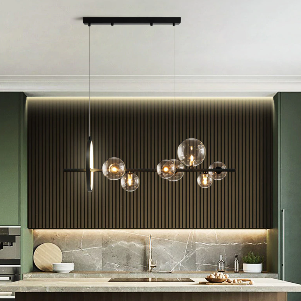 Moderner Glasblasen-Kronleuchter mit Einstellbarer Kabellänge – Elegantes Design für Stilvolle Innenräume 3