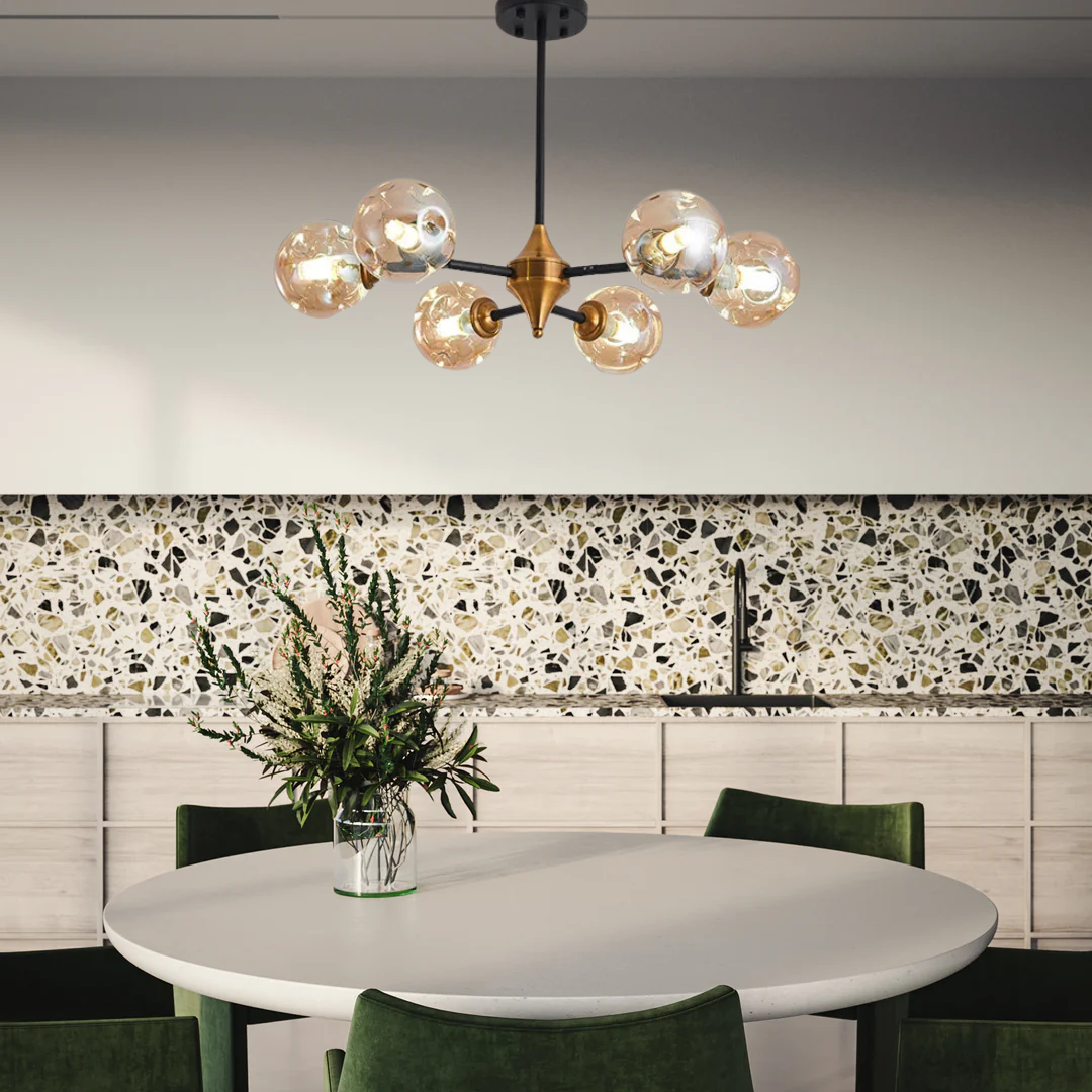 Moderner Kronleuchter aus Geblasenem Glas – Dimmbar, LED, Flush Mount für Wohn- und Essräume 5