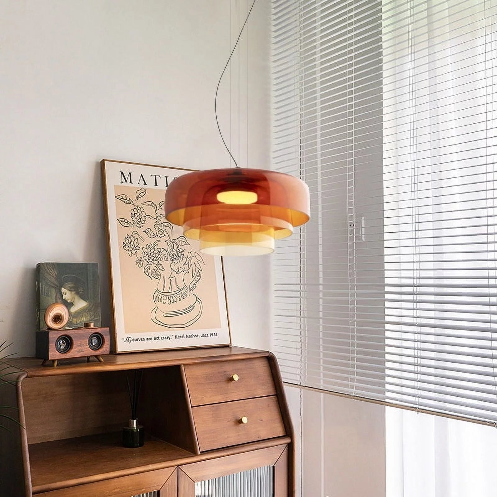 Nordic Pendelleuchte aus Glas und Metall – Hängelampe für Esszimmer und Küche, Einstellbare Hängelänge, Inklusive LED-Glühbirne 2