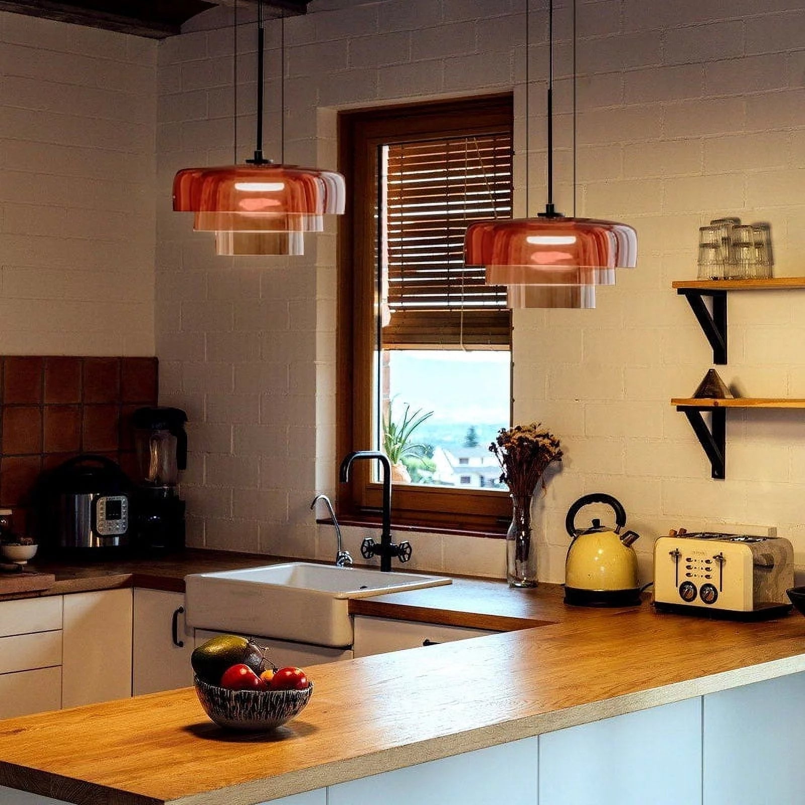 Nordic Pendelleuchte aus Glas und Metall – Hängelampe für Esszimmer und Küche, Einstellbare Hängelänge, Inklusive LED-Glühbirne 3