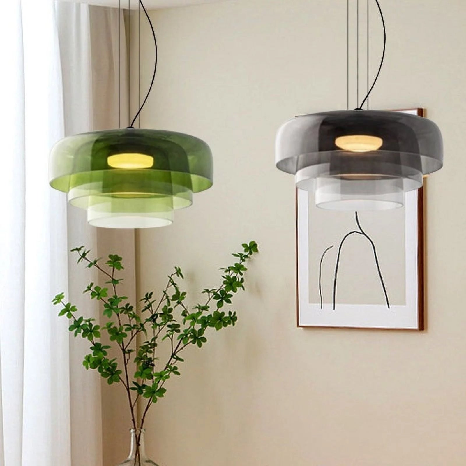 Nordic Pendelleuchte aus Glas und Metall – Hängelampe für Esszimmer und Küche, Einstellbare Hängelänge, Inklusive LED-Glühbirne 5