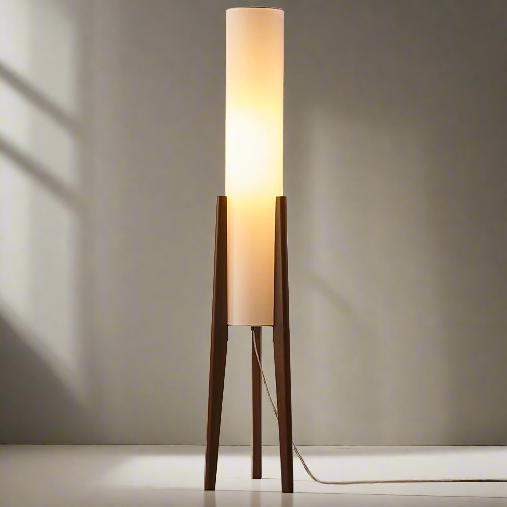 Walnuss Stehlampe – Massivholz Design | Moderne Innenbeleuchtung
