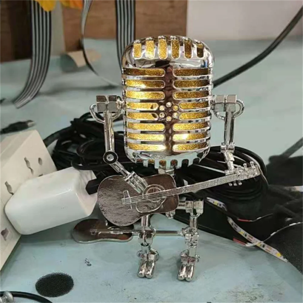 Roboter Tischleuchte Mit Gitarre Dimmbar – Stilvolle Lampe Für Schreibtisch Und Nachttisch 4