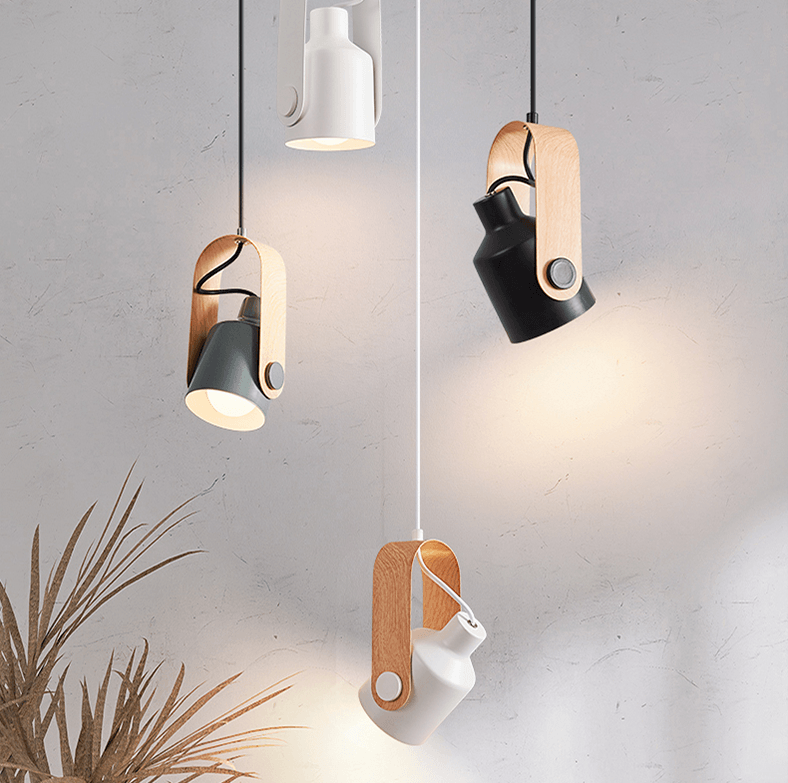Skandinavische Hängelampe aus Holz und Metall für Esstisch – Elegante Pendelleuchte mit Minimalistischem Design 0