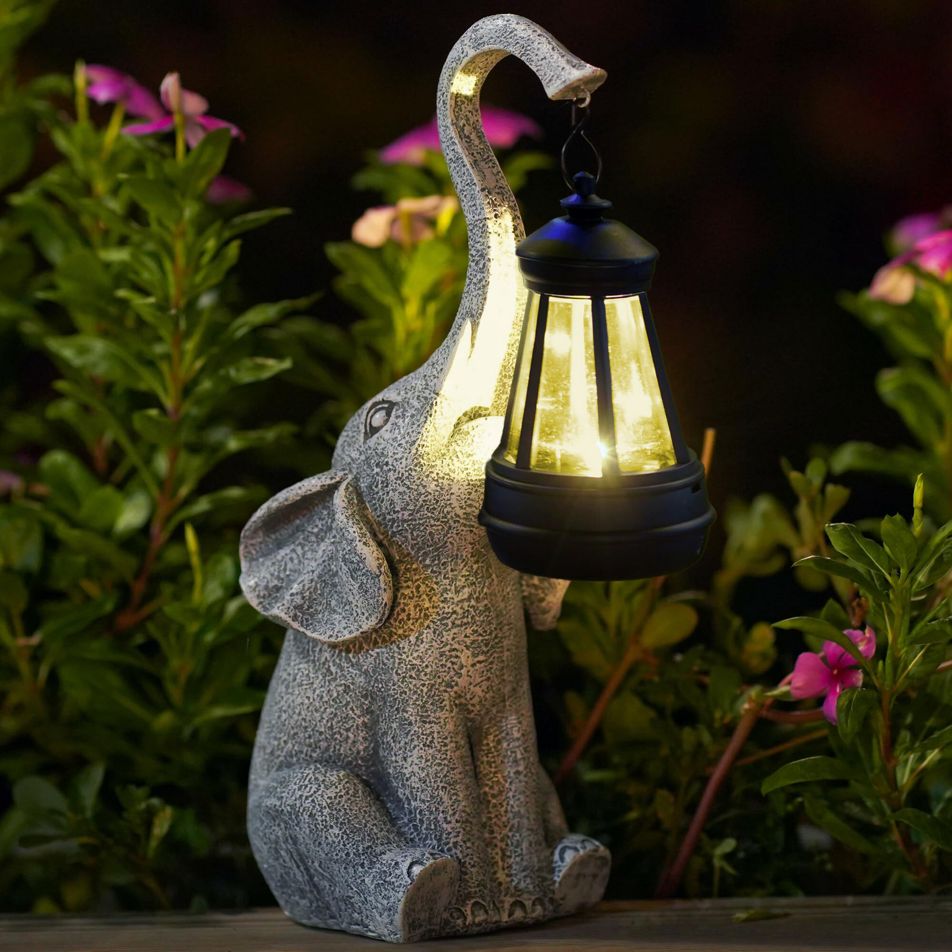 Solarbetriebene Gartenlampe in Elefantenform – Charmante Garten Lampe für Innen und Außen mit Warmem Licht 0