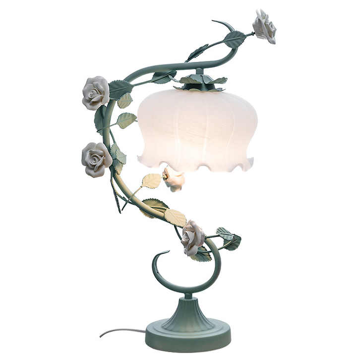 Stilvolle Tischlampe mit Handgefertigten Rosenblättern – Sanfte Beleuchtung für Wohnzimmer und Schlafzimmer, Rosa Weiß, 9 Zoll 5