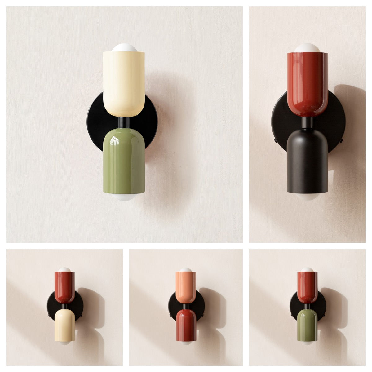 Vintage Doppelkopf Wandleuchte aus Metall – Stilvolle Wandlampe für kreative Wohnräume in Schwarz, Weiß, Grün, Pink, Rot, Beige 7