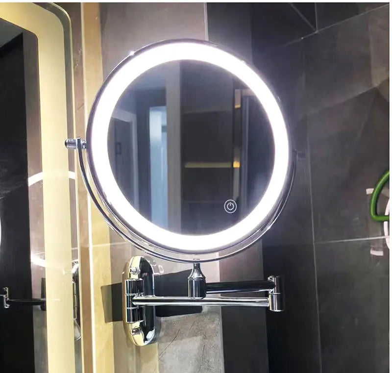 Wiederaufladbarer LED Schminkspiegel mit Licht und Vergrößerung – Eleganter Kosmetikspiegel für Badezimmer und Make-up 1