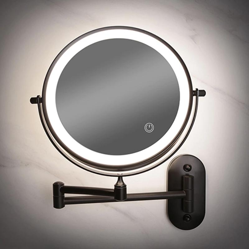 Wiederaufladbarer LED Schminkspiegel mit Licht und Vergrößerung – Eleganter Kosmetikspiegel für Badezimmer und Make-up 2