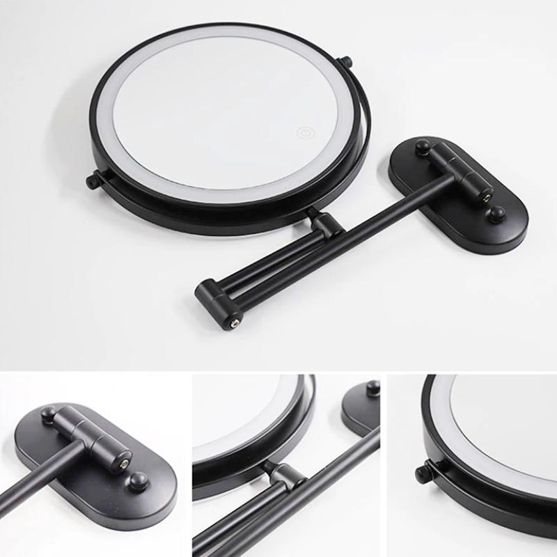 Wiederaufladbarer LED Schminkspiegel mit Licht und Vergrößerung – Eleganter Kosmetikspiegel für Badezimmer und Make-up 6